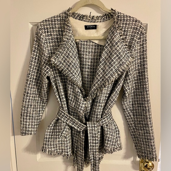 Storia tweed blazer with belt - Picture 3 of 4